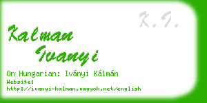 kalman ivanyi business card